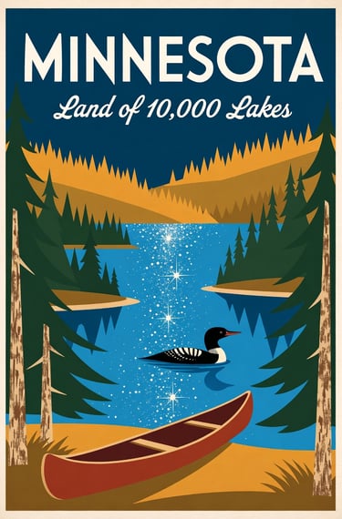 Minnesota Land of 10,000 Lakes. AI generated image
