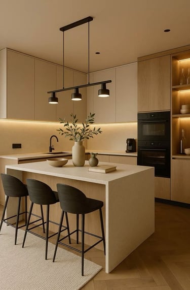 Minimal detaylarla tasarlanmış modern mutfak tasarımı