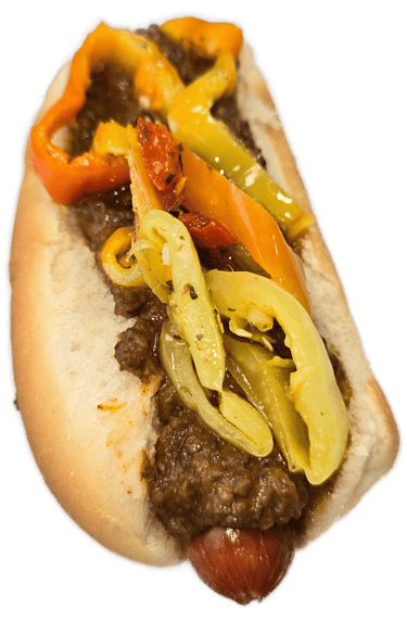 Blazin Billy all-beef hotdog with chili sauce, onions, and hot peppers at HeckYA Youngstown Ohio