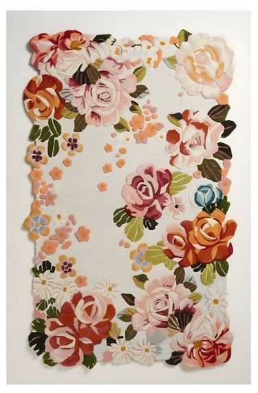Luxury floral hand-tufted wool rug with carved irregular borders from Indian wholesale