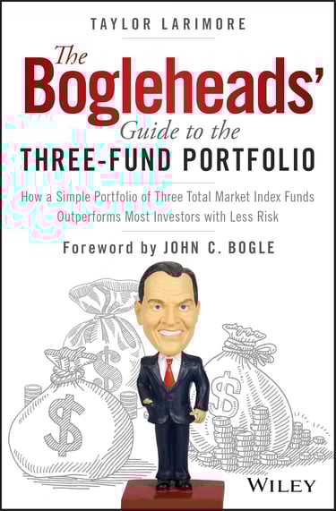 Bogleheads’ Three-Fund Portfolio cover, guide to simple index investing.