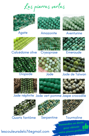 Sélection de pierres vertes Les Couleurs de Lo