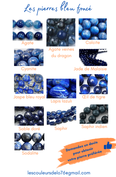 Sélection de pierres bleu foncé Les Couleurs de Lo