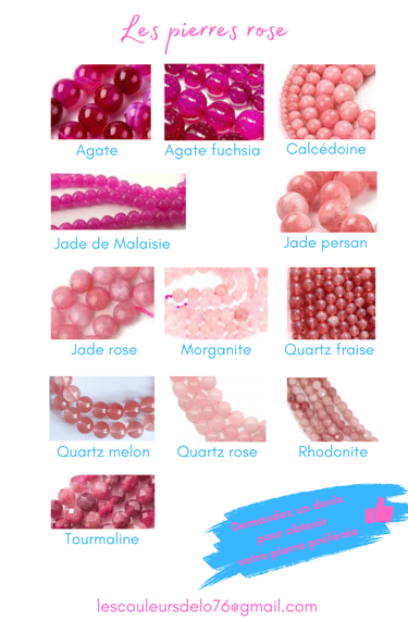 Sélection de pierres rose Les Couleurs de Lo