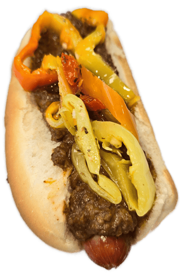 Blazin Billy all-beef hotdog with chili sauce, onions, and hot peppers at HeckYA Youngstown Ohio