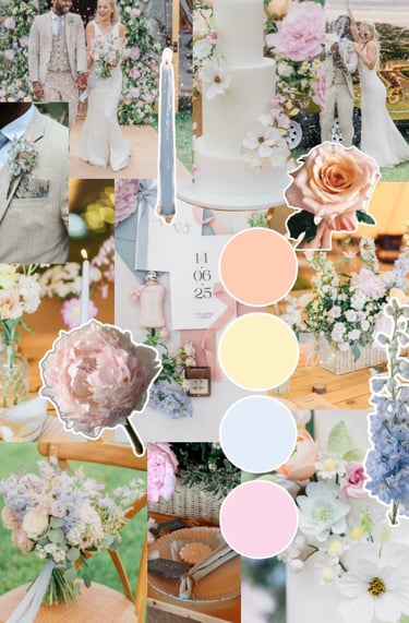 Pastel wildflowers wedding flower moodboard