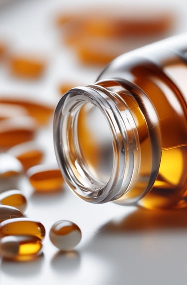 Image showing a high-tech laboratory background with a softly blurred environment and floating molecular structures.