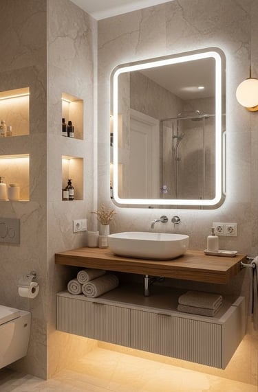 modern banyo tasarımı sonrası iç mekân görünümü