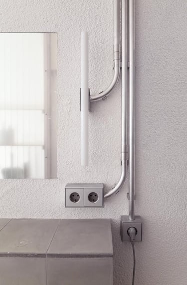 banyo ve mutfak için planlanan su tesisatı altyapı detayı