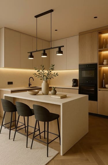 Minimal detaylarla tasarlanmış modern mutfak tasarımı