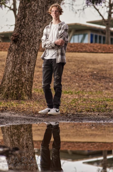 high school senior photo during the day in the dfw metroplex