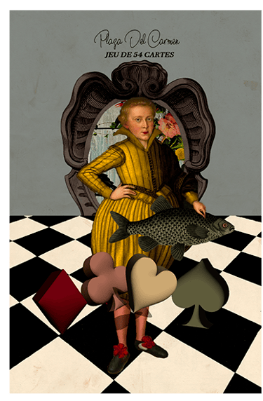 Jeu de 54 cartes. Chaque carte a une apparence distincte.