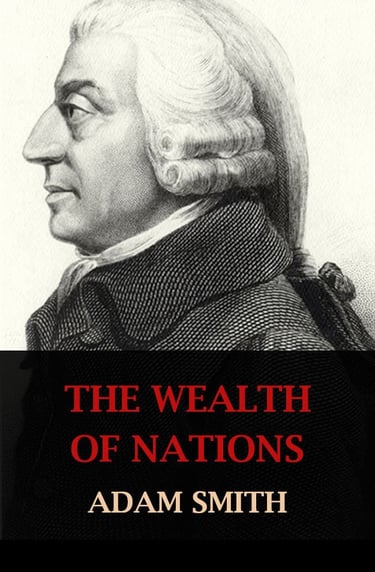 The Wealth of Nations cover by Adam Smith, classic economics book.
