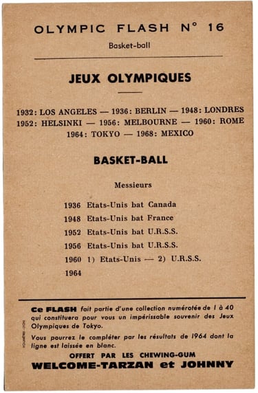 Olympic Flash Sports Cards from 1964 French Basketball
