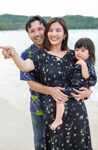 Family looking toward the sea on Khem Beach