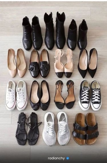 a bunch of shoes and shoes are on the floor