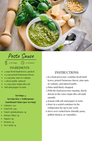 a recipe for pesto sauce with pesto sauce