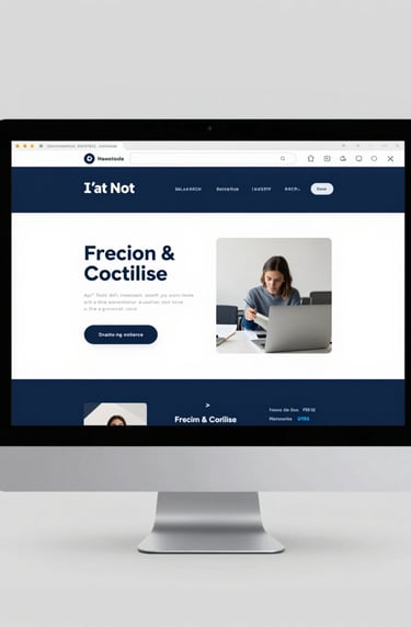 A high-fidelity mockup of a website homepage for the brand on a desktop monitor. The design follows a professional and minimalist layout, using a clean grid and the core brand palette #0F1E2E and #F8F8F4. The lighting is bright and even.