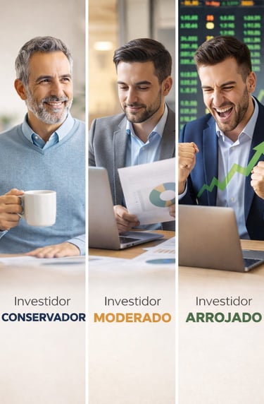 Essa imagem presenta os três principais perfis de investidores