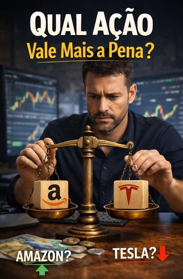 Essa imagem representa um homem se perguntando qual ação vale mais a pena
