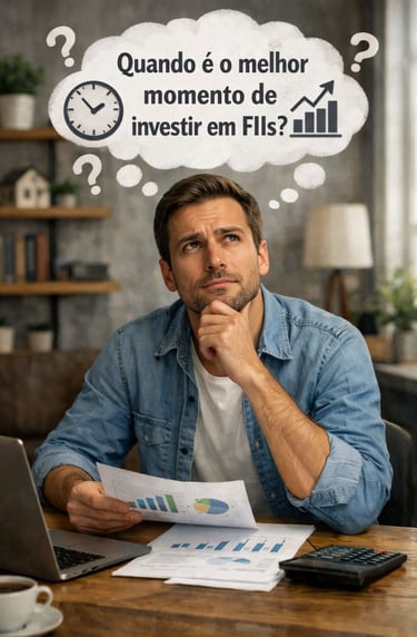 Essa imagem representa uma pessoa se pergunatndo quando é o melhor momento de investir em FIIs