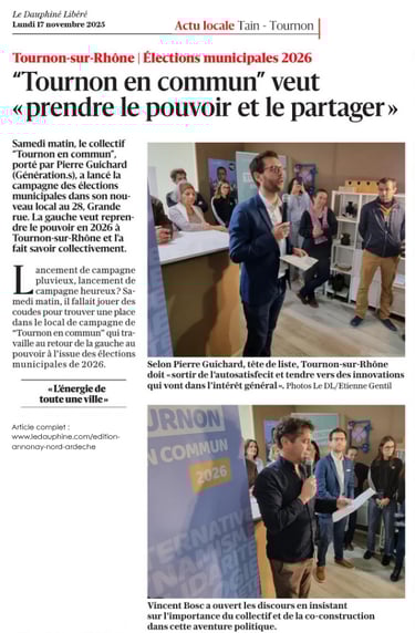 Article de presse du Dauphiné Libéré du lundi 17 novembre 2025
