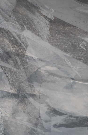 Abstract grey acrylic painting texture with expressive brushstrokes on canvas background.