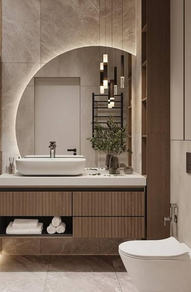 minimalist detaylara sahip banyo tasarımı