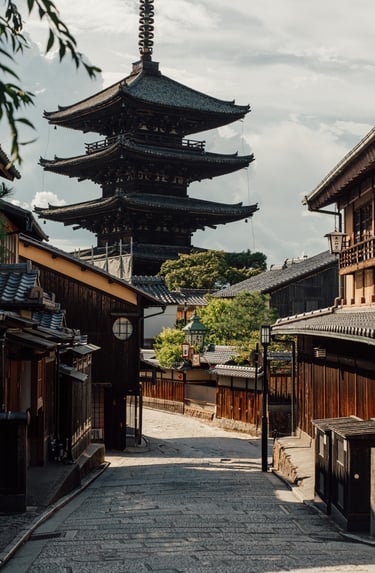 a pagoda in the middle of a city