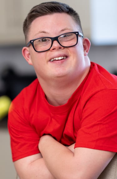 a handsome young man with downs