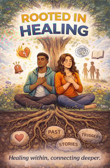 A couple meditates under a tree for emotional healing and trauma recovery from past stories and triggers.