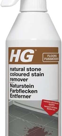 HG natural stone coloured stain remover spray bottle for cleaning floor tiles and surfaces.