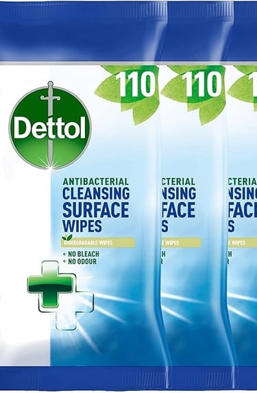 a pack of 3 detritfying cleaning wipes
