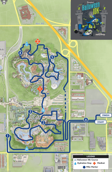 2024 runDisney Disneyland Halloween 10K Course Map