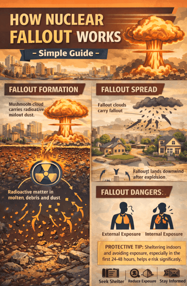 nuclear radiation infographic explaining how radiation works exposure risks and basic protection in simple terms