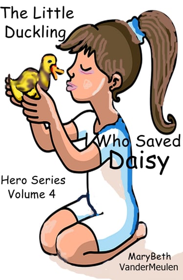 little girl kissing duckling