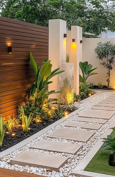 profesyonel peyzaj düzenleme çalışması yapılan bahçe