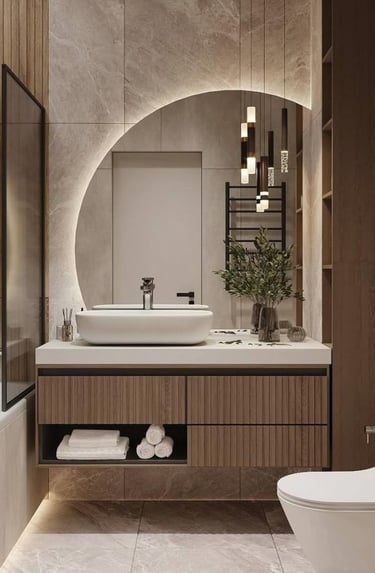 minimalist detaylara sahip banyo tasarımı