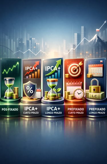 Essa imagem representa as cinco classes de investimentos de renda fixa