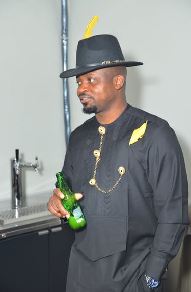 Black man drinking