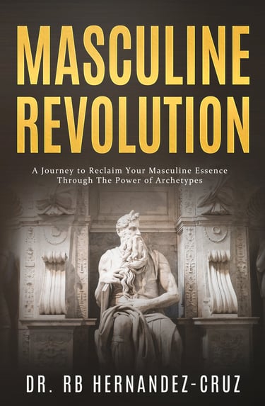 Book cover titled Masculine Revolution with a photo of Moses statue in Rome