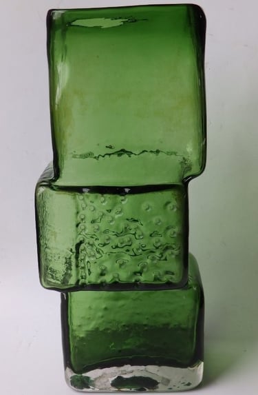 13" high Whitefriars 'Drunken Bricklayer' vase in meadow green