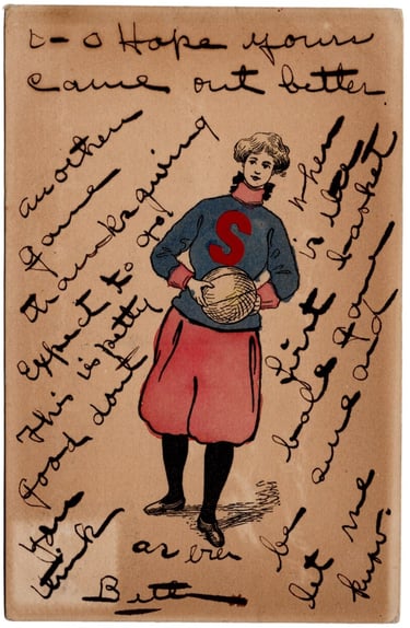 College girl Postcard S Basketball Team Antique