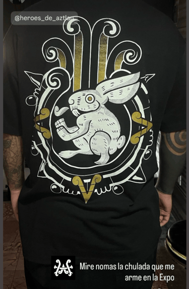playera negra conejo de la luna relato azteca quetzalcoatl