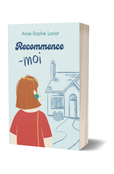 Mockup roman broché "Recommence-moi", le nouveau livre d'Anne-Sophie Loriot, auteure.