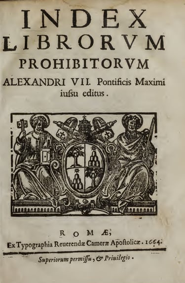 The front page of the Index’s edition from 1664.