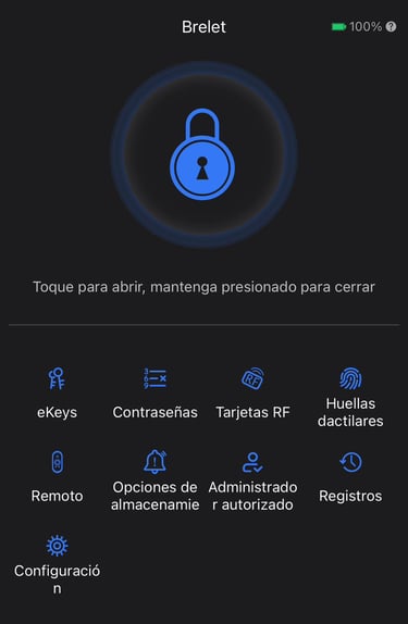 Pantalla inicial de la app