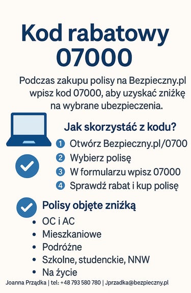 Bezpieczny.pl – kod rabatowy 07000, instrukcja użycia i polisy objęte zniżką