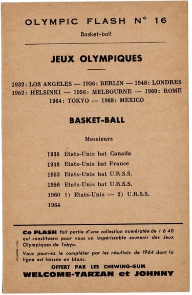 Olympic Flash Sports Cards from 1964 French Basketball