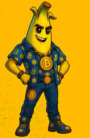 a banana banana with bitcoin on it